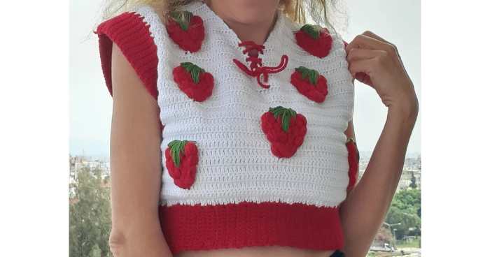 Indie Flower Knit Sweater Vest